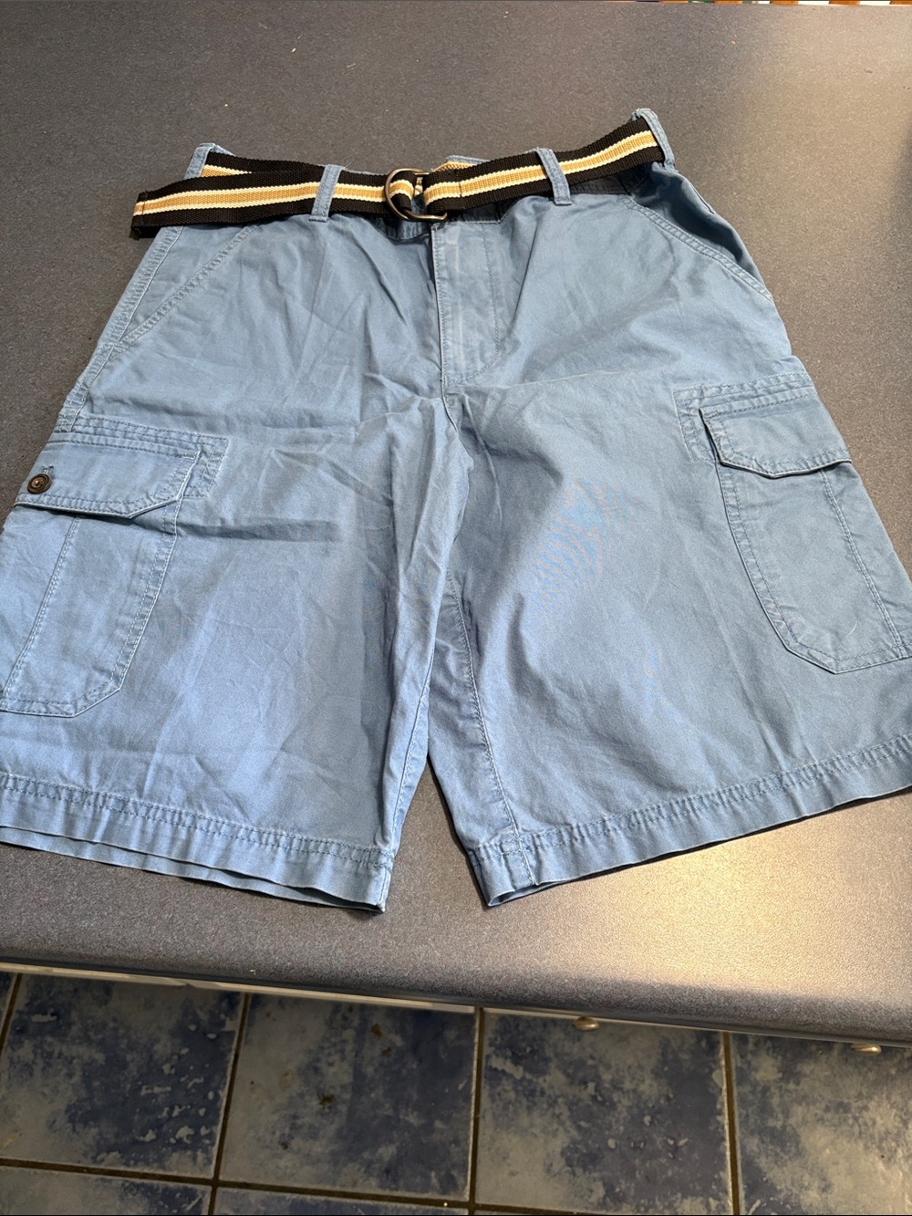 Izod Light Blue Men's Cargo Shorts with Striped Belt